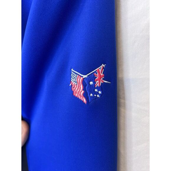 Zero Restrictions Womens Large Blue Black Full Zip Jacket‎ USA Australia Flags - Picture 2 of 4